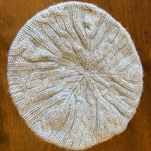 Ann Taylor Wool Cashmere Knit Beret One Size Gray Cable Knit